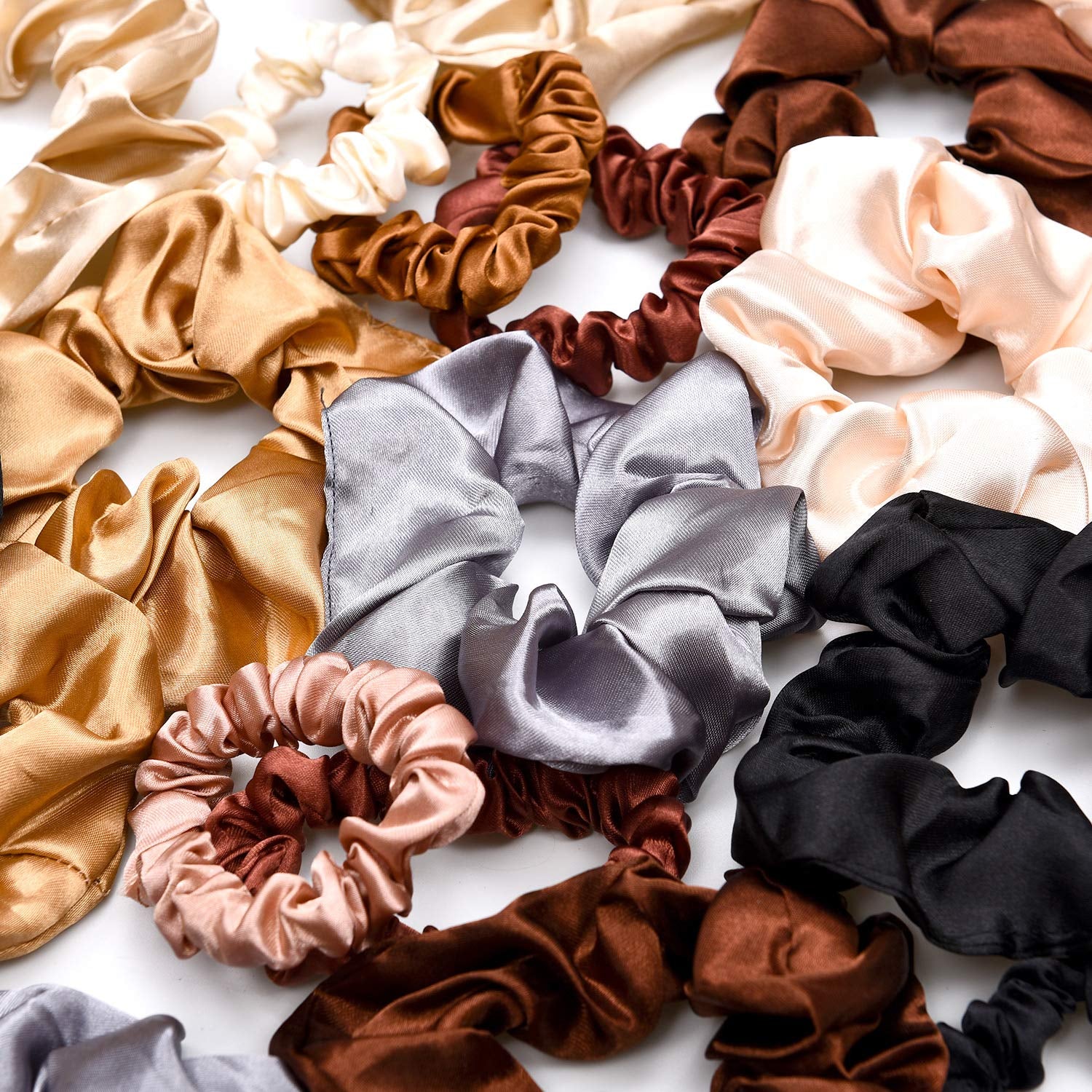 24 Pieces Satin Hair Scrunchies Bulk Silk Elastic Hair Bands Ropes Ponytail Holder for Women Girls Accessories Decorations(Vintage Colors)